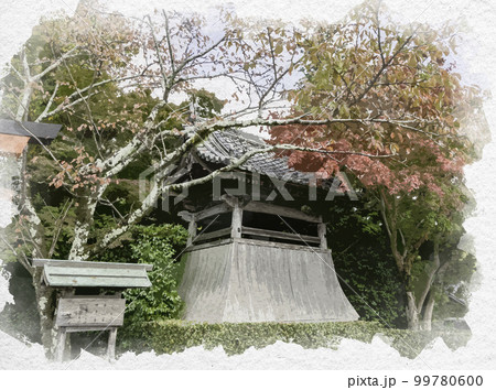 水彩画風 高鴨神社 釣鐘堂 奈良県御所市 水彩画風 高鴨神社 釣鐘堂 奈良県御所市 99780600