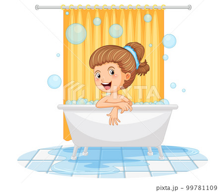 Happy girl taking a bath 99781109