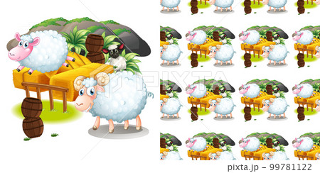 Seamless background with sheeps jumping Seamless background with sheeps jumping 99781122