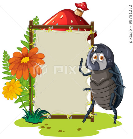 Sign board with beetle on white background 99781252