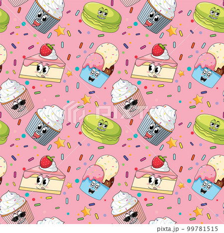 Sweet dessert cartoon seamless pattern 99781515