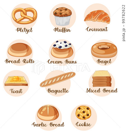Different types of bread with name 99782622