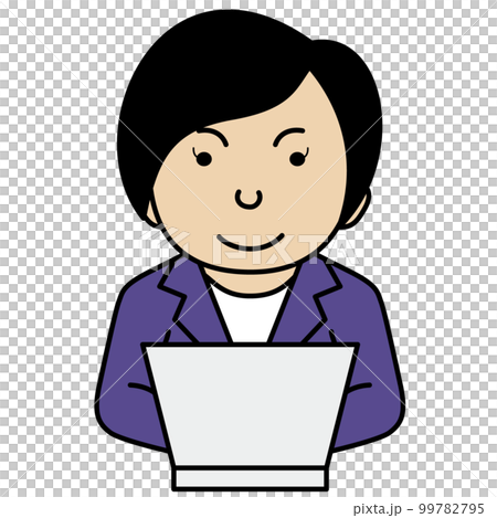 Smiling businessman in front of a personal computer-woman-color Smiling businessman in front of a personal computer-woman-color 99782795