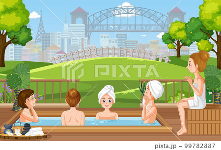 People in thermal bath People in thermal bath 99782887