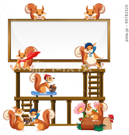 Squirrel with empty signboard 99783320