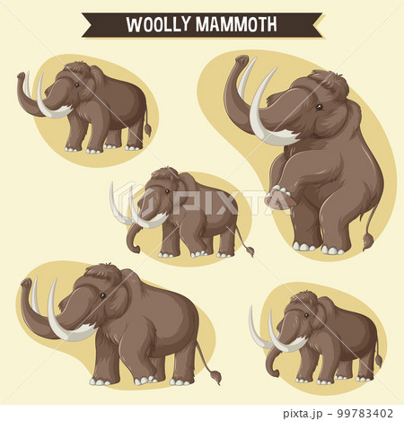 Set of woolly mammoth sticker Set of woolly mammoth sticker 99783402