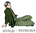 座って寛ぐ和装の男性 99784369