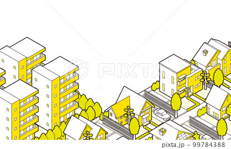 街並みの立体図. 背景. 住宅地. 家. 99784388