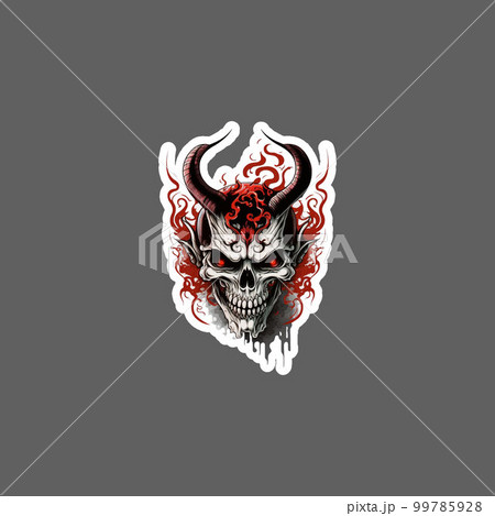 japanese demon skull traditional american tattoo style sticker 99785928