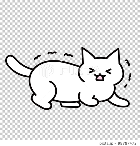 Illustration of a shivering white cat Illustration of a shivering white cat 99787472