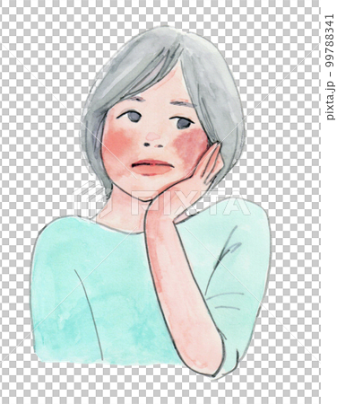 頬杖をつく女性 99788341