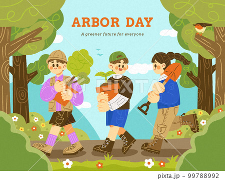 Kids carrying plants and shovel Kids carrying plants and shovel 99788992