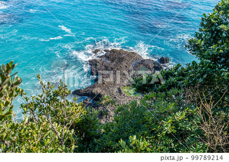 龍宮窟から見た下田の青い海 99789214