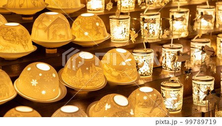 Close-up of Christmas decorative lights on the market in Vienna 99789719