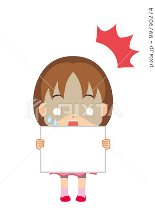 メッセージボードを持って驚いている可愛い小さな女の子のイラスト 白背景 ベクター 全身 人物 メッセージボードを持って驚いている可愛い小さな女の子のイラスト 白背景 ベクター 全身 人物 99790274