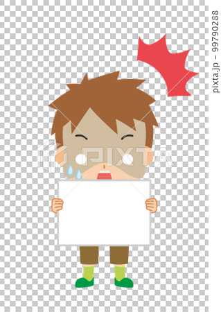 メッセージボードを持って驚いている可愛い小さな男の子のイラスト 白背景 ベクター 全身 人物 メッセージボードを持って驚いている可愛い小さな男の子のイラスト 白背景 ベクター 全身 人物 99790288