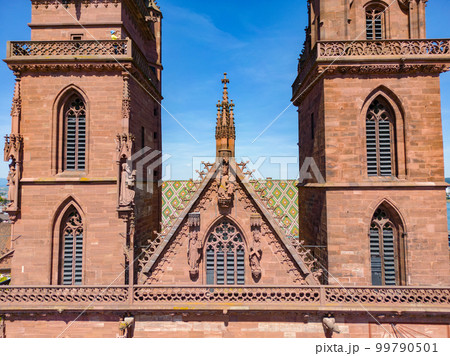 Basel Minster - the famous cathedral in the city of Basel Switzerland 99790501