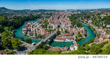 City of Bern in Switzerland from above - the capital city aerial view City of Bern in Switzerland from above - the capital city aerial view 99790519