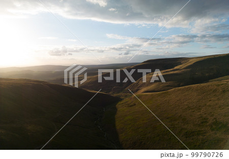 Beautiful Peak District National Park - aerial view at sunset Beautiful Peak District National Park - aerial view at sunset 99790726