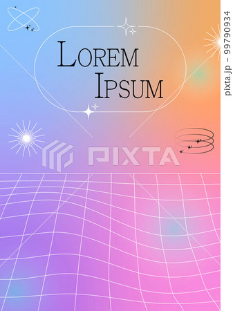 Modern blurred gradient poster in trendy 90s, 00s psychedelic style with geometric shapes. Y2K aesthetic. Poster template for social media posts, digital marketing, sales promotion. 99790934