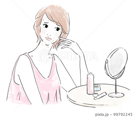 スキンケアイメージ ニキビを気にする女性 スキンケアイメージ ニキビを気にする女性 99792245