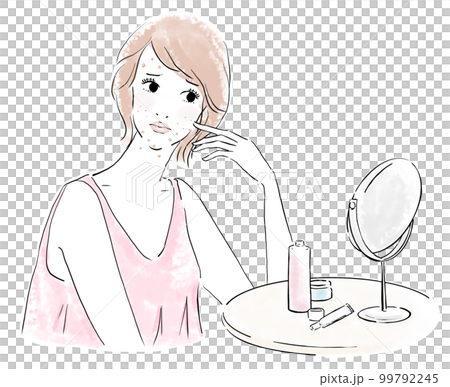 スキンケアイメージ ニキビを気にする女性 スキンケアイメージ ニキビを気にする女性 99792245