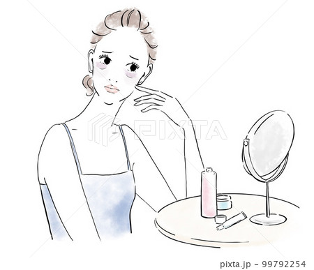 スキンケアイメージ　肌の血色の悪さを気にする女性 99792254