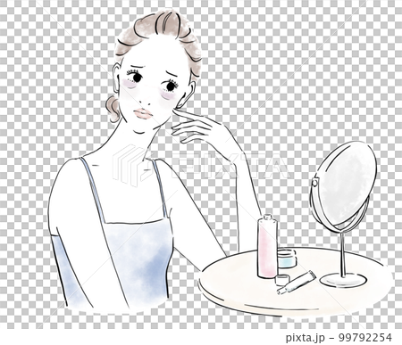 スキンケアイメージ　肌の血色の悪さを気にする女性 99792254