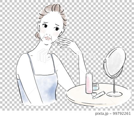 スキンケアイメージ シワたるみを気にする女性 スキンケアイメージ シワたるみを気にする女性 99792261