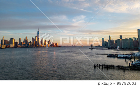 Hudson River New York on sunset - travel photography Hudson River New York on sunset - travel photography 99792603