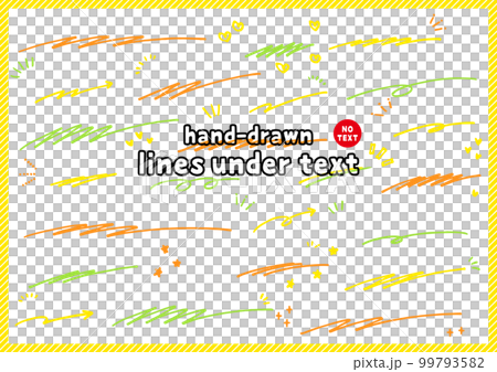 Handwriting, handwriting, lines under the letters, underline set, highlighter pen 99793582