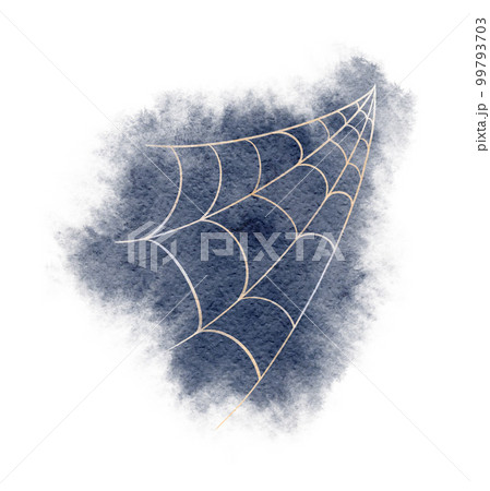 Halloween spider web. Watercolor horror elements. Gothic Illustration isolated on the white background 99793703