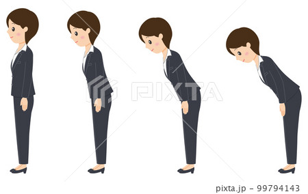 パンツスーツ女性お辞儀 99794143