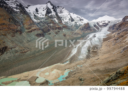Pasterze Glacier in Hohe Tauern and Johannisberg summit, Grossglockner, Austria 99794488