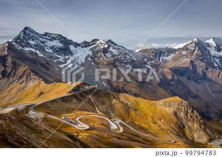 Hohe Tauern mountain range from above dramatic Grossglockner road, Austria Hohe Tauern mountain range from above dramatic Grossglockner road, Austria 99794783