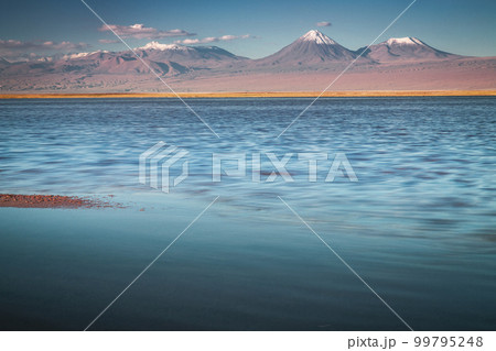 Licancabur with reflection lake and volcanic landscape at Sunset, Atacama, Chile Licancabur with reflection lake and volcanic landscape at Sunset, Atacama, Chile 99795248