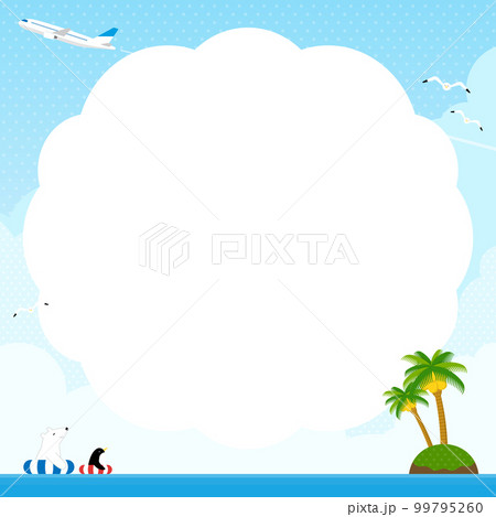 南国の海と、その上を飛ぶ飛行機 背景・フレーム素材(正方形) 南国の海と、その上を飛ぶ飛行機 背景・フレーム素材(正方形) 99795260
