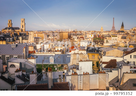 Saint-Germain-des-Pres and french roofs from above at sunrise, Paris, France Saint-Germain-des-Pres and french roofs from above at sunrise, Paris, France 99795352