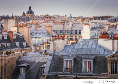 Saint-Germain-des-Pres and french roofs from above at sunrise, Paris, France Saint-Germain-des-Pres and french roofs from above at sunrise, Paris, France 99795442