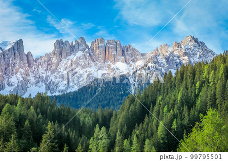 Dolomites italian alpine landscape near Cortina and Falzarego Pass, Italy Dolomites italian alpine landscape near Cortina and Falzarego Pass, Italy 99795501