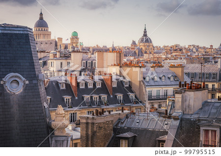 Saint-Germain-des-Pres and french roofs from above at sunrise, Paris, France Saint-Germain-des-Pres and french roofs from above at sunrise, Paris, France 99795515