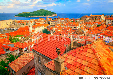 Dubrobvik old town, turquoise adriatic beach in Dalmatia, Croatia Dubrobvik old town, turquoise adriatic beach in Dalmatia, Croatia 99795548