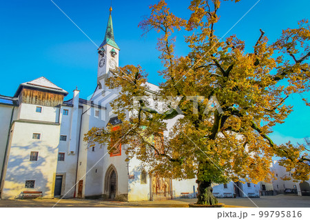 Salzburg medieval old town towers and domes at autumn, Salzburger land, Austria 99795816