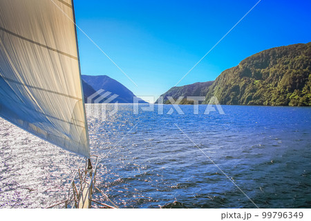 Dramatic Doubtful Sound landscape, South Island of New Zealand 99796349