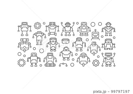 Robots vector minimal illustration in outline style 99797197