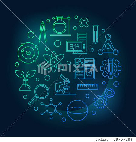 Education and science colored round vector illustration 99797283