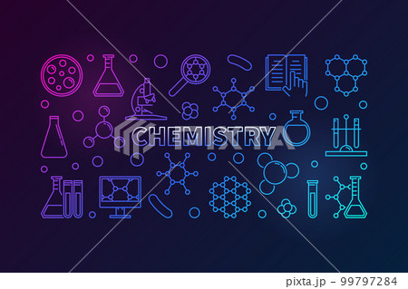 Chemistry vector colored education outline illustration 99797284