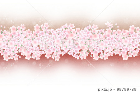 満開の桜 横長 縦長 ぽやぽやイラスト素材 -桃・赤- 差分あり 99799739