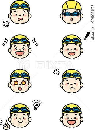 水泳教室　子ども　表情　イラスト　セット　男の子 99800673