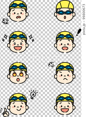 水泳教室　子ども　表情　イラスト　セット　男の子 99800673